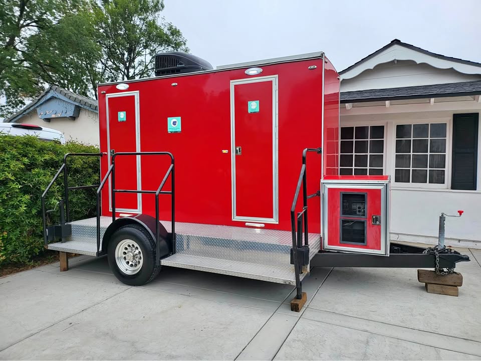 Two-station trailer set up for a backyard party